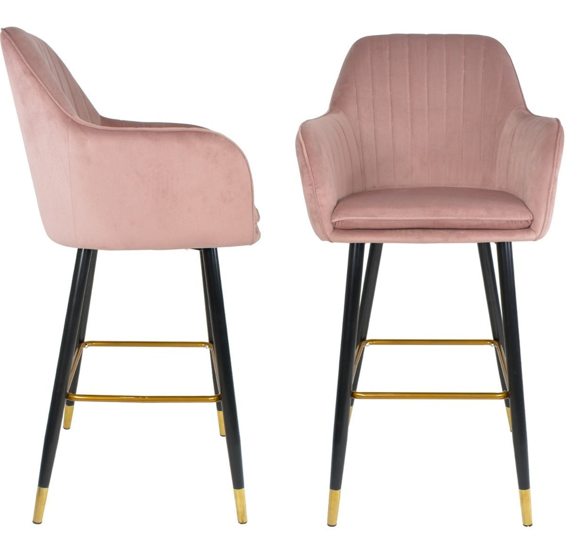 Sillas Altas Tapizadas Banco Terciopelo Velvet Rosa Set 2