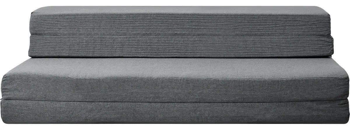 Sofa Cama Futon Sillon Plegable Foam 3 En 1 Matrimonial Gris Oscuro Liso