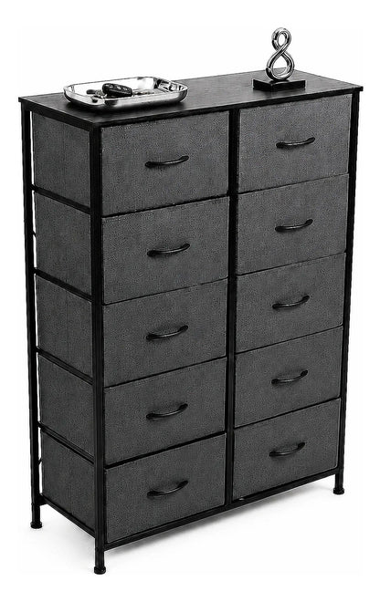Comoda 10 Cajones Estructura Acero Cajonera Organizadora Gris