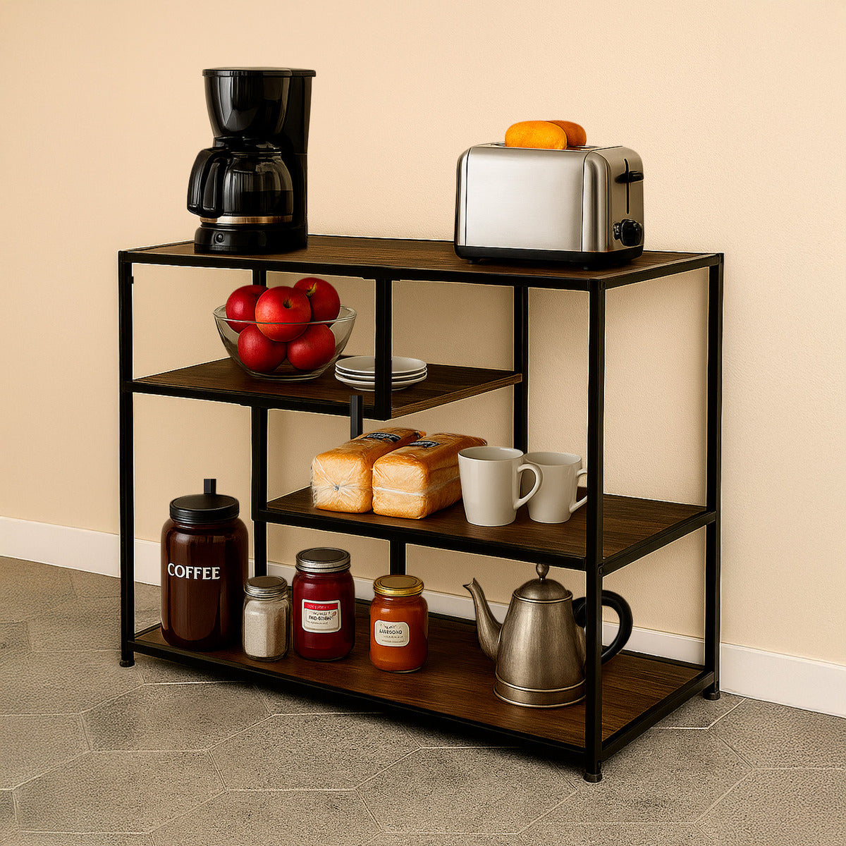 Estante Librero Organizador Mueble 4 Niveles Color Cafe