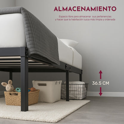 Base Cama Individual Box Plegable Metal Acero Soporta 150kg