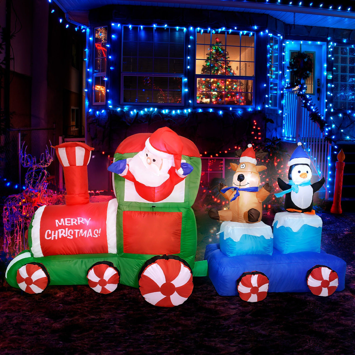 Inflable Navidad Tren Navideño 2.2m Decoracion Luz Led