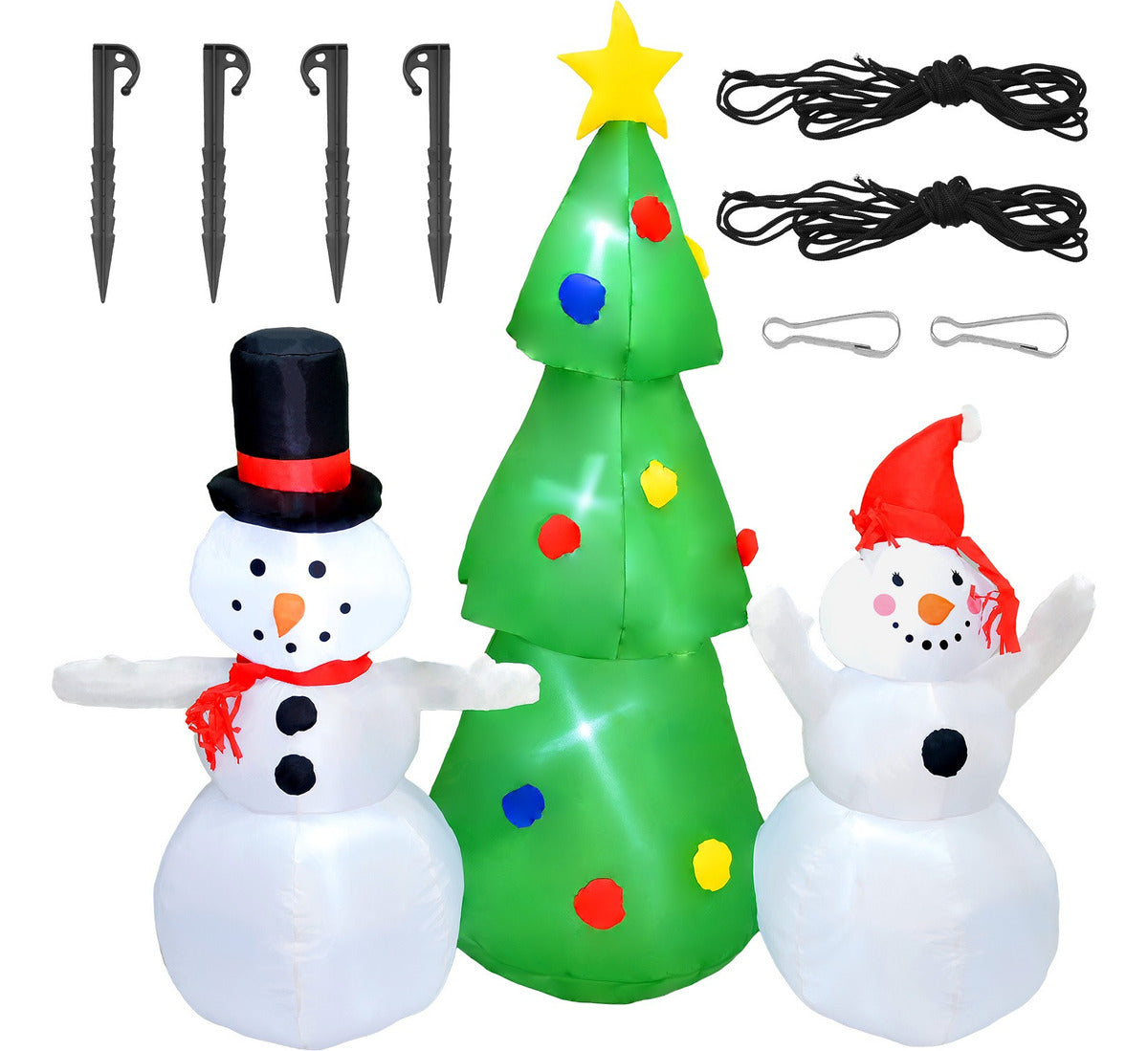 Inflable Navidad 1.7m Arbol Muñecos De Nieve Decoracion Led