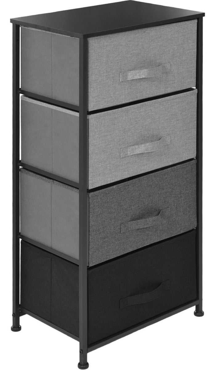 Mueble Buro Organizador Comoda 4 Cajones Tela Moderno Negro