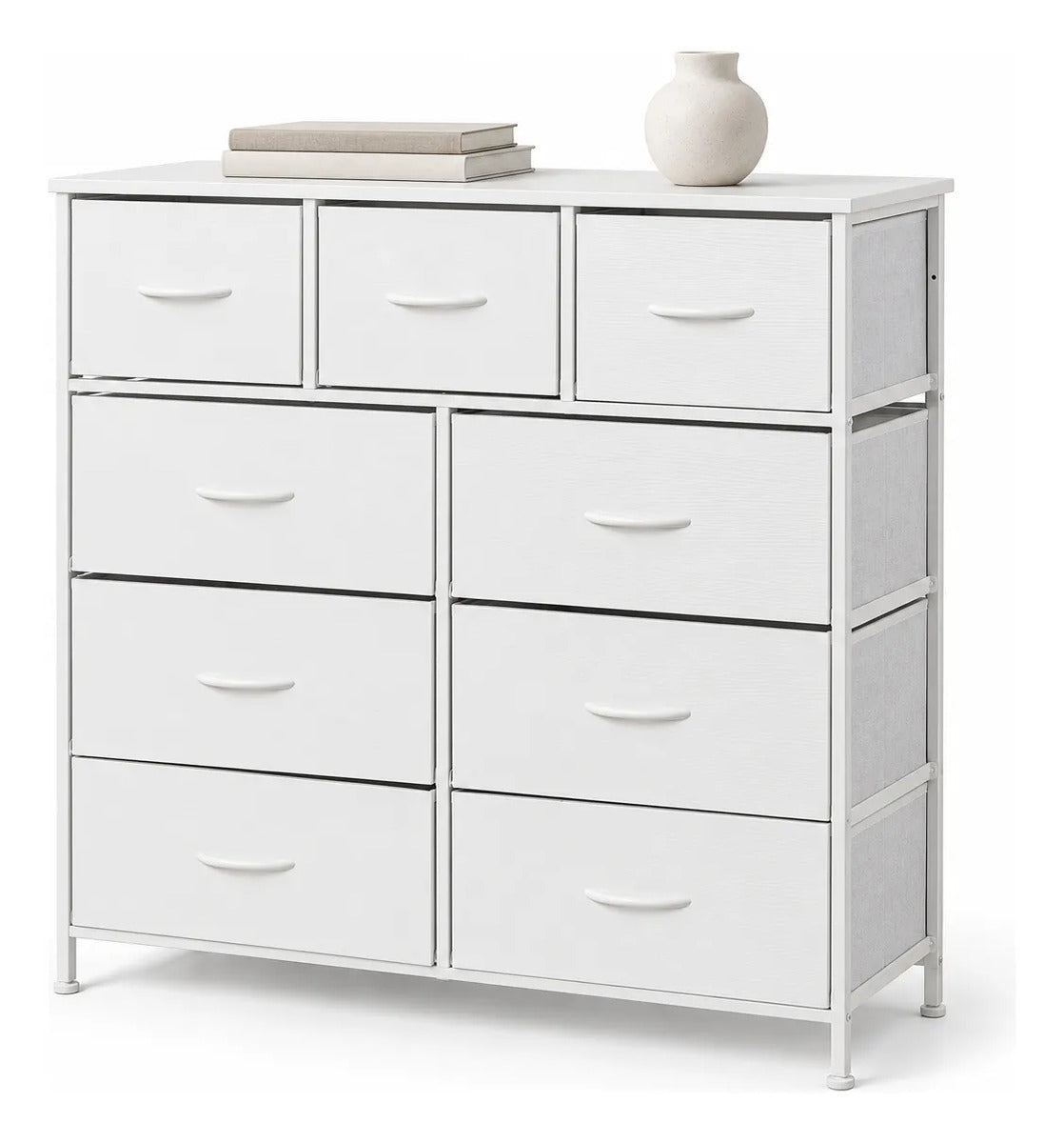Comoda Cajonera Vertical 9 Cajones Organizador Ropa Recamara Blanco