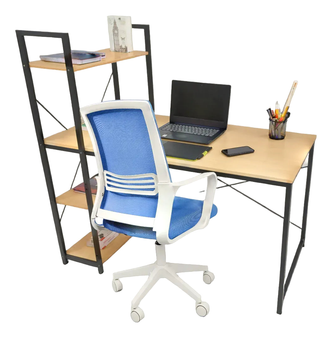 Set Home Hoffice Escritorio Madera Clara + Silla Ajustable