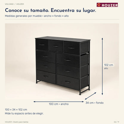 Comoda Cajonera Vertical 9 Cajones Organizador Ropa Recamara Negro