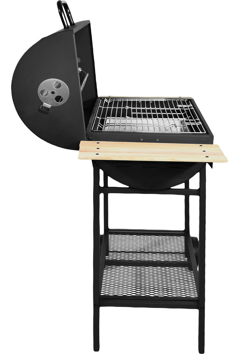 Asador Carbon Tipo Barril Parrilla Ahumador Bbq 1m C/ Ruedas