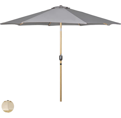 Sombrilla Tipo Madera Jardin Exterior 2.63m Playa Terraza Color Gris Oscuro