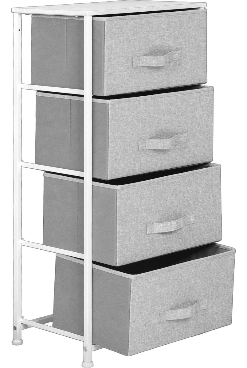 Mueble Buro Organizador Comoda 4 Cajones Tela Moderno Gris