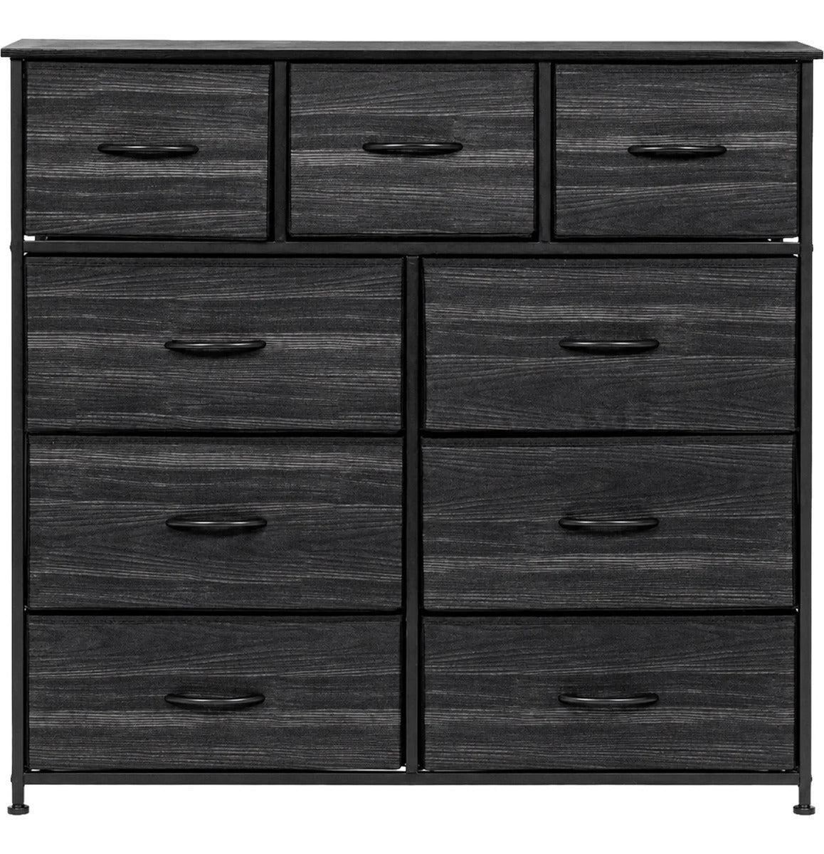 Comoda Cajonera 9 Cajones Tela Marco Acero Organizador Negro
