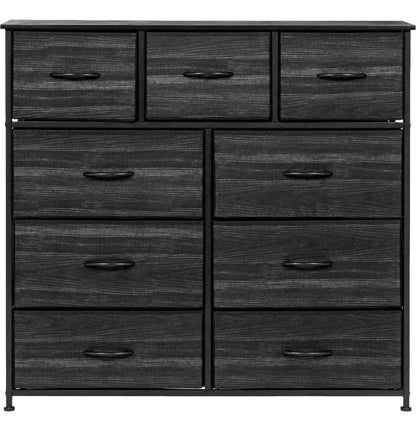 Comoda Cajonera 9 Cajones Tela Marco Acero Organizador Negro