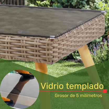 Sala Exterior 4pzs Tipo Rattan Patio Terraza Jardin Beige