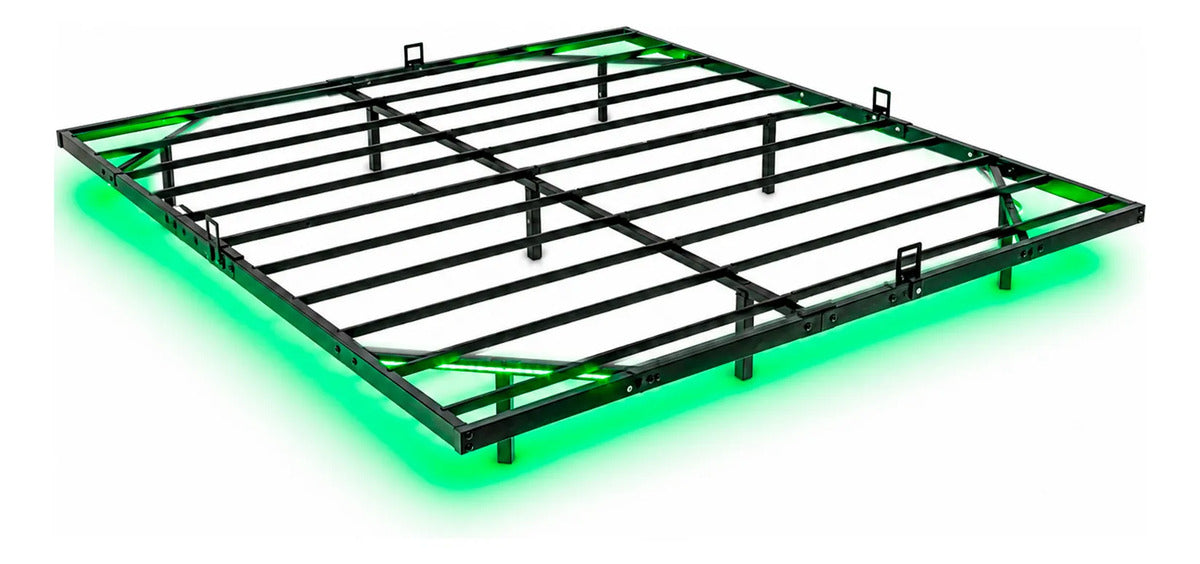 Base Cama King Flotante Reforzada 1000kg Led 202x192x20cm Negro