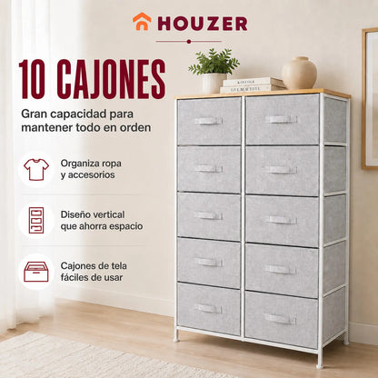 Comoda Cajonera 10 Cajones Estructura Acero Soporte 100 Kg Gris