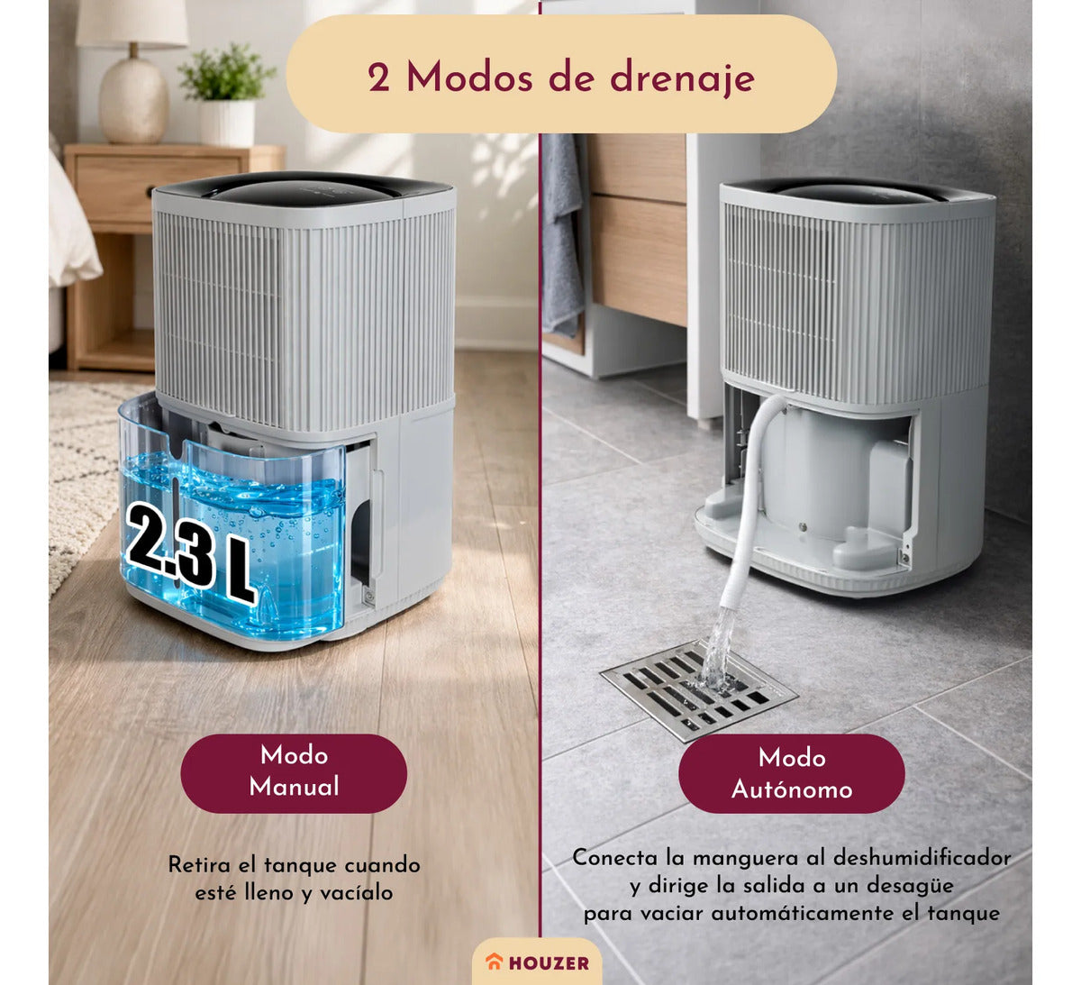 Deshumidificador 12l/dia Temporizador Automatico Inteligente Gris Oscuro