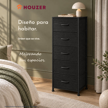 Comoda Cajonera Vertical 5 Cajones Acero Repisa Organizador Volcano