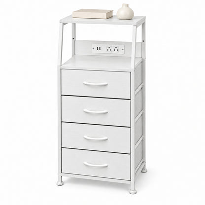 Buro Alto Mesa Noche 4 Cajones Organizador Enchufe Electrico Mate Nórdico