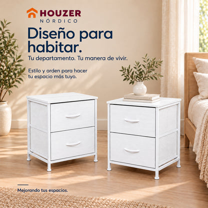 Set De 2 Buros Mesas De Noche 4 Cajones Organizador Acero Nordico