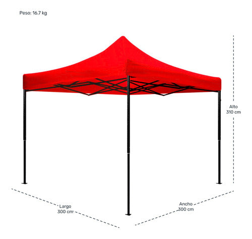 Carpa Toldo Plegable 3x3 Lona Impermeable 600d + Bolsa