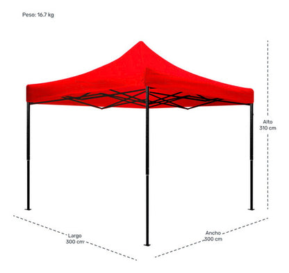 Carpa Toldo Plegable 3x3 Lona Impermeable 600d + Bolsa