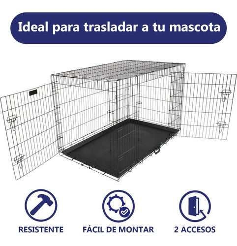 Jaula Perro Metalica Plegable 121 X 75.5 X 82 Transportadora