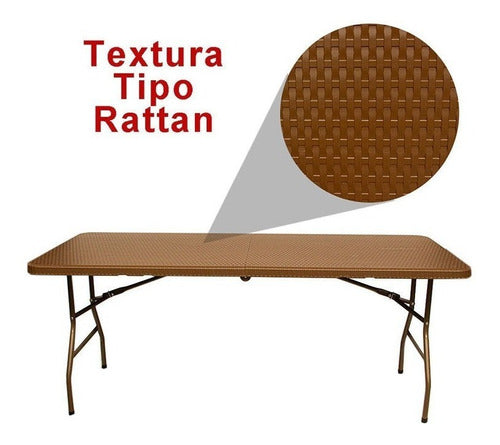 Mesa Plegable 180cm Portafolio Tipo Rattan Evento Jardin