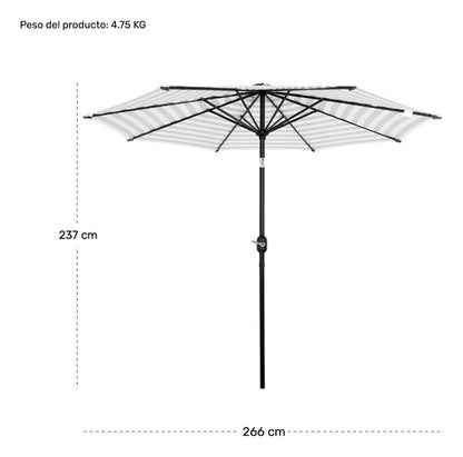 Sombrilla Jardin Exterior Playa 2.70m 45° Inclinacion Color Negro Rayado