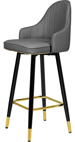 Set 2 Banco Barra Alta Silla Tapizada Cocina Bar Desayunador Gris Oscuro