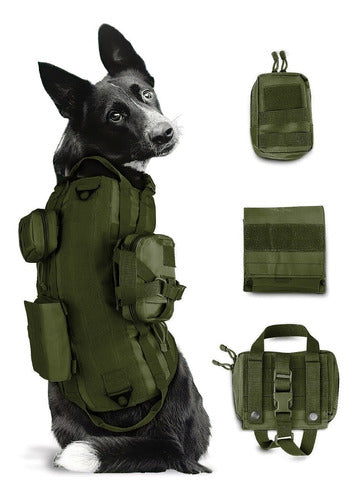 Pechera Chaleco Tactico Militar Perro Talla Extra Grande Bolsas Negro