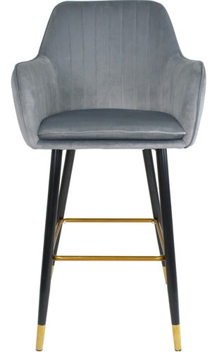 Silla Alta Tapizada Banco Sillon Eames Gris Terciopelo