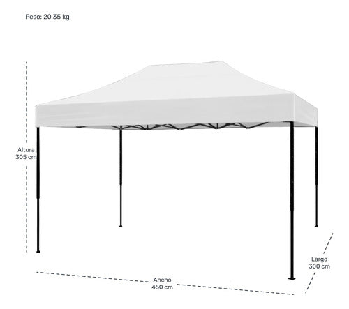 Carpa Toldo 3x4.5 Plegable Con Paredes Impermeable 600d