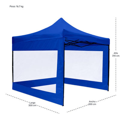 Carpa Toldo 3x3 Plegable Paredes Transparente Tejido 600d