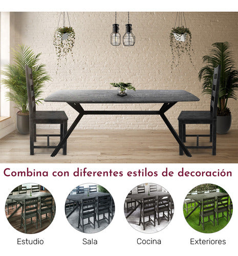 Mesa Comedor 6 Pers Nordico Gris Hogar Lujo 180x90x73