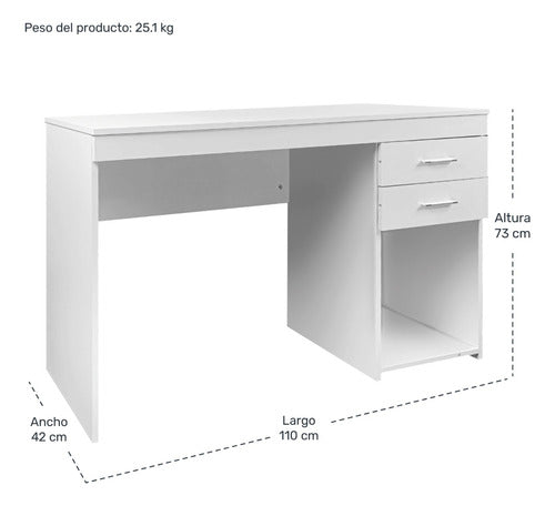 Escritorio Ejecutivo Blanco Moderno Cajonera Doble Oficina