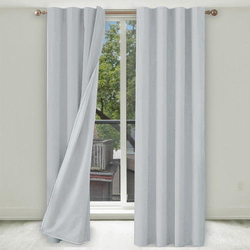 Cortina Blackout Alta Densidad 274 X 213 Cm 2 Piezas Gris