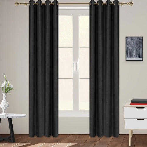 Cortina Blackout Alta Densidad 274 X 213 Cm 2 Piezas Negra