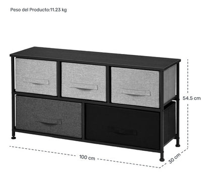 Mueble Buro Organizador Comoda Tela Metal 5 Cajoneras