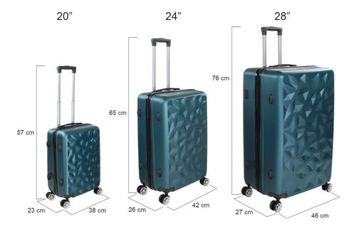 Set Juego 3 Maletas Rigidas Equipaje Viaje 4 Ruedas 360 Azul