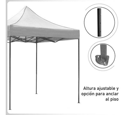 Carpa Toldo 3x3 Reforzado Plegable Impermeable Jardin blanco