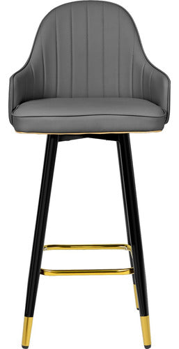 Set 2 Banco Barra Alta Silla Tapizada Cocina Bar Desayunador Gris Oscuro