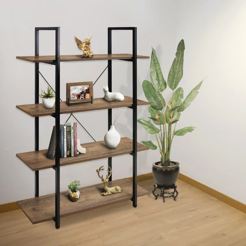 Librero Madera Estante Minimalista 4 Repisas Tipo Boho