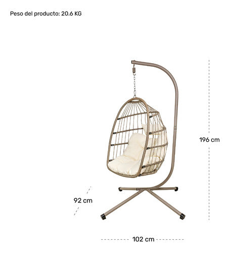 Columpio Exterior Hamaca Silla Colgante Terraza Jardin