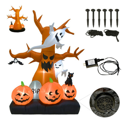 Inflable Halloween Arbol Fantasma Calabaza Jumbo Led 2.6 Mts