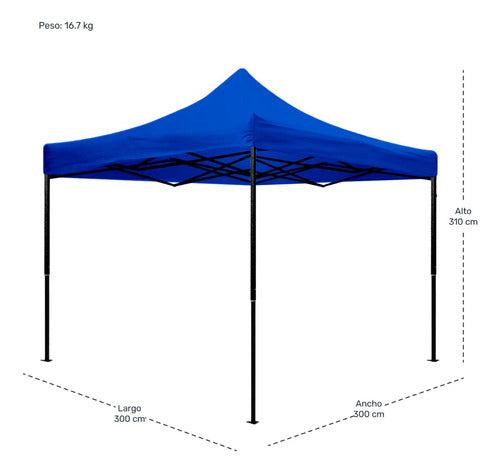 Carpa Toldo 3x3 Plegable Con Maletin Bolsa de Transporte Impermeable 600d