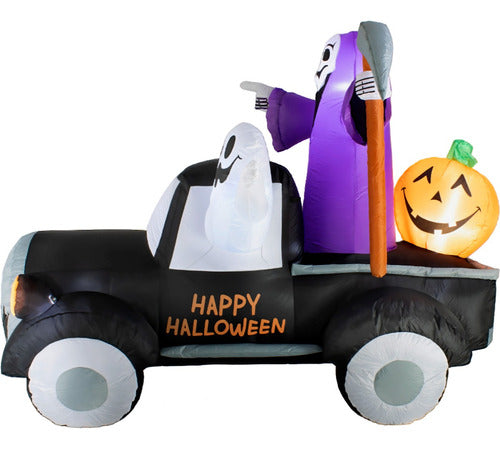 Inflable Halloween Auto Fantasma Embrujado Luz Led 2 Mts