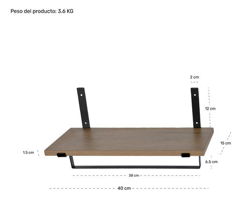 Set 4 Repisas Madera Estantes Flotantes Modernas 40x15 Cm