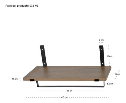 Set 4 Repisas Madera Estantes Flotantes Modernas 40x15 Cm