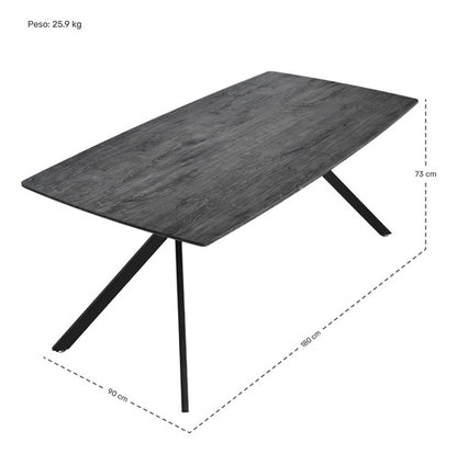 Mesa Comedor 6 Pers Nordico Gris Hogar Lujo 180x90x73