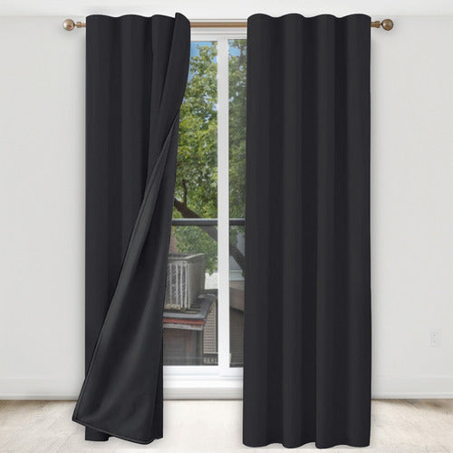 Cortina Blackout Alta Densidad 274 X 213 Cm 2 Piezas Negra